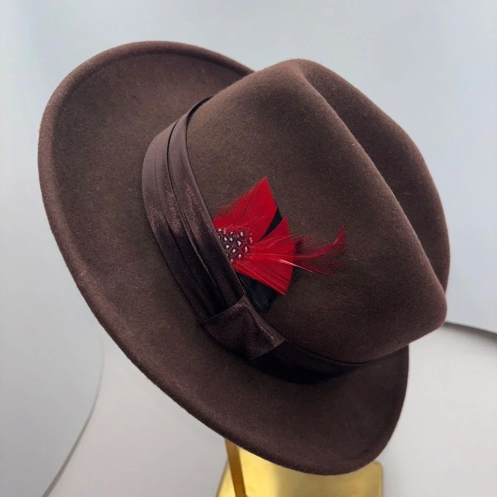 Vintage 80’s St. Patrick wool Dark Brown Fedora with Satin Lining hat
